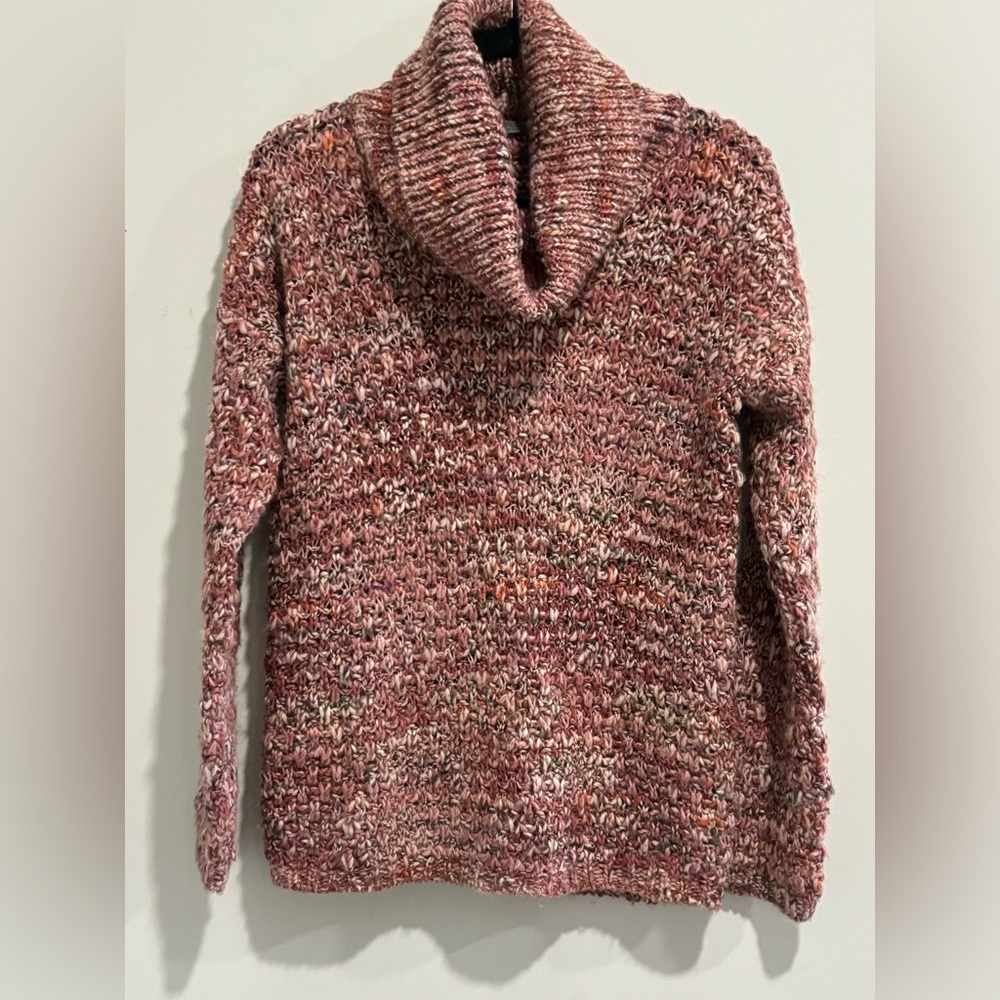 Loose turtleneck sweater - pink gray blend size S by Elsamanda made in Italy